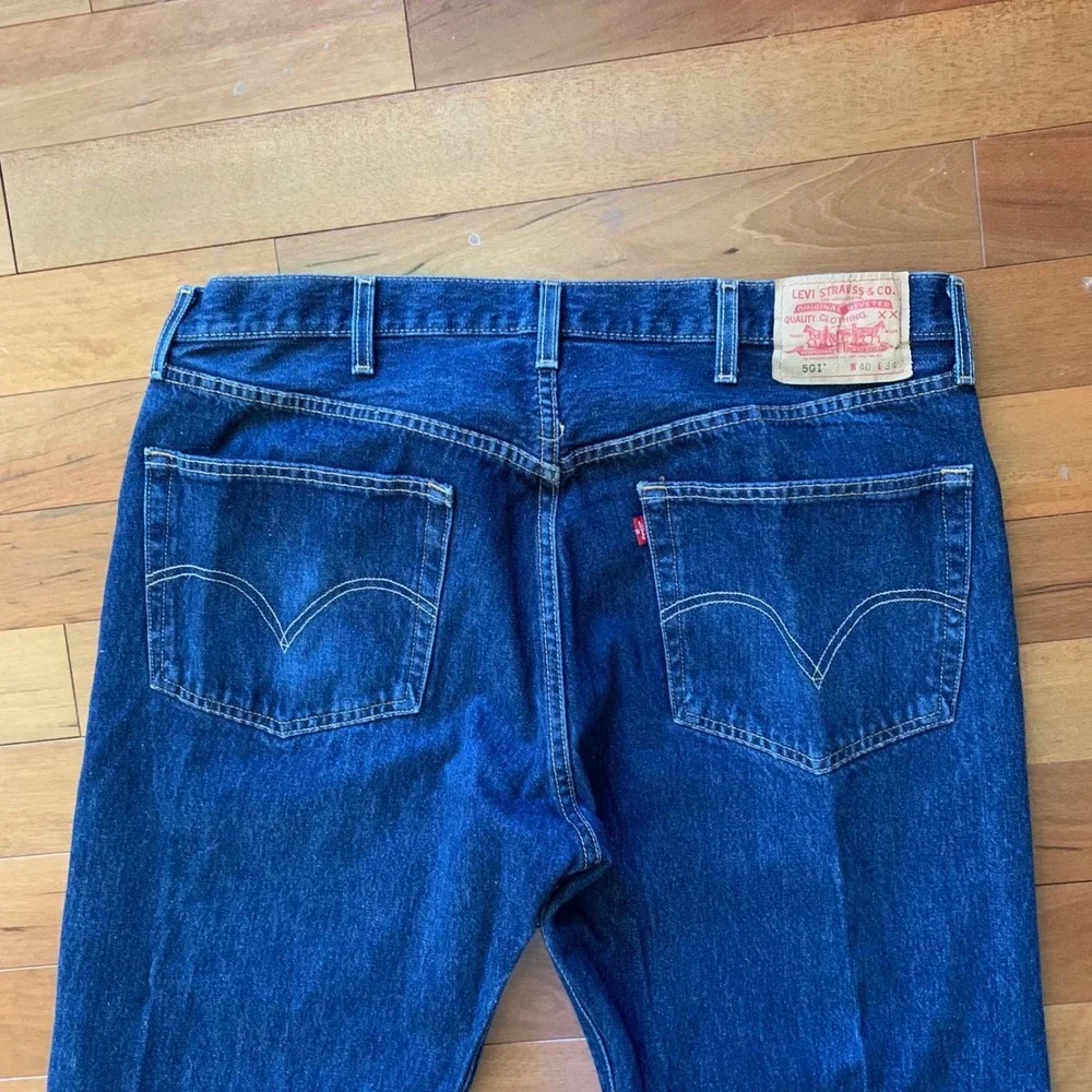 Levis 501 Original Fit Button Fly Straight Leg Jeans Blue Denim W40 L34‎ EUC